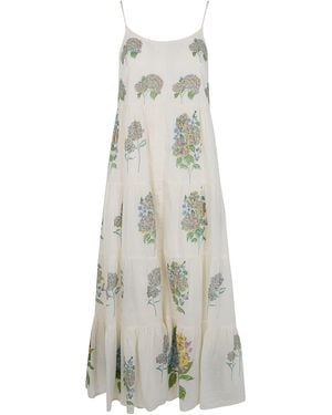 UPAVITA Dress Floral Print "Summer Midi Dress" - White