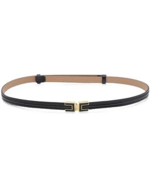 Elisabetta Franchi Logo-Plaque Leather Belt - White