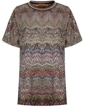 Missoni Caperdoni Short Sleeve T-Shirt With Sequin - Gray