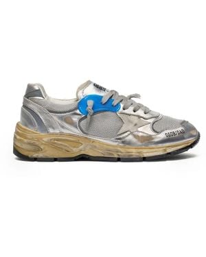 Golden Goose "Running Dad" New Net And Laminated Upper Leather Star La - Blue