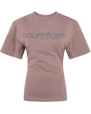 Courreges T-Shirt Waisted "Logo Print" - Pink