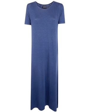 Anneclaire Jersey Linen Short Sleeves Long Dress - Blue