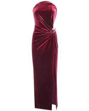 Self-Portrait Velvet Bandeau Maxi Dress - Purple
