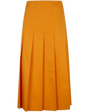DR. HOPE Pleated Cotton Twill Skirt - Orange