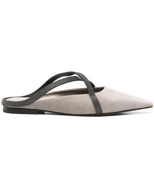 Brunello Cucinelli Flat Square Pointed Ballet By - White