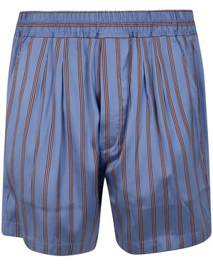 Tom Ford Silk Jacquard Regular Stripe Pleated Lounge Shorts - Blue