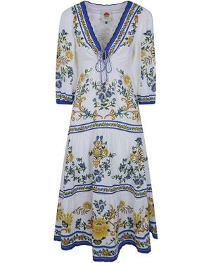 FARM Rio Emily Floral-Print Cut-Out Midi Dress - White