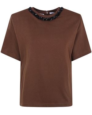 Essentiel Antwerp T-Shirt Cotton "Kardinal Shoulderpad" - Brown