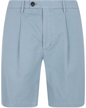 Michael Coal Cotton & Linen Bermuda Pants - Blue
