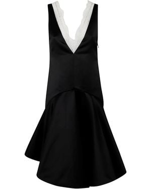 JW Anderson Draped Hem V Neck Dress - Black