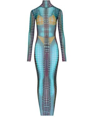 Jean Paul Gaultier "Re-Edition: Long Dress" High Neck With Long Sleev - Blue