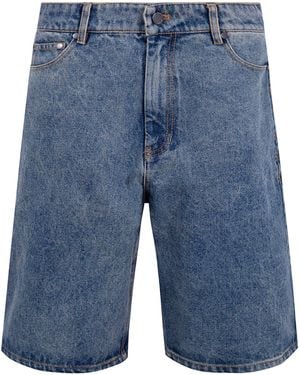 Daily Paper Compact Shield Embroidery Denim Shorts - Blue