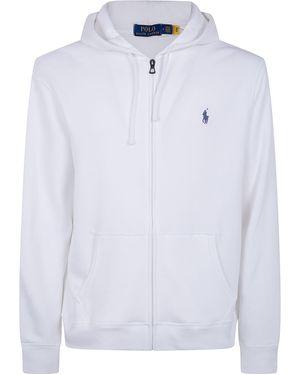 Polo Ralph Lauren Hooded Full Zip Long Sleeves Sweatshirt - White