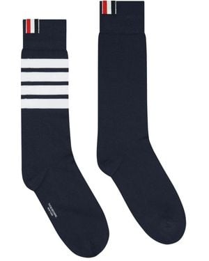 Thom Browne Calze A Meta' Polpaccio Con 4 Banda - Blu