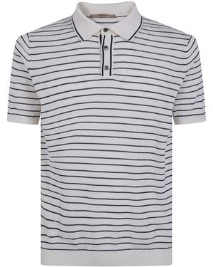 Nuur Two Tone Striped Short Sleeved Polo Neck T-Shirt - Grey