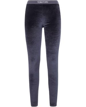 Tom Ford Stretch Lustrous Velour Leggings - Blue