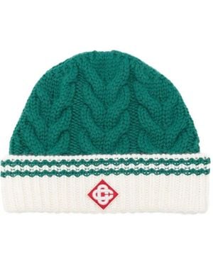 CASABLANCA Cable Stitch Beanie Accessories - Green