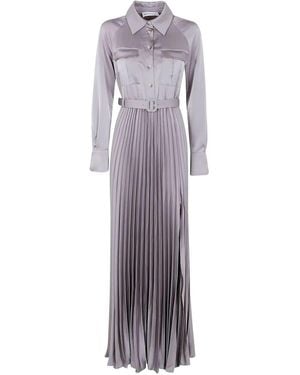 Self-Portrait Satin Pleated Maxi Dress - Purple