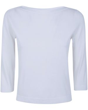 Nuur Boat Neck 3/4 Sleeves Jumper - White