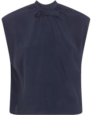 DR. HOPE Silk Blend Bow Blouse - Blue