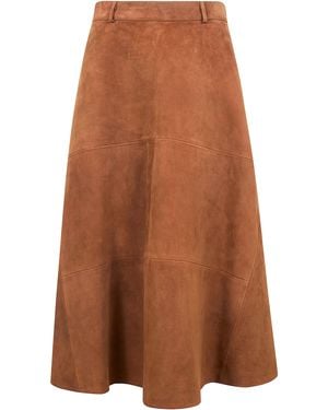 Semicouture Suede Pockets Skirt - Brown