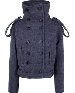 7 For All Mankind Cappotto Doppiopetto Collo Alto - Blu