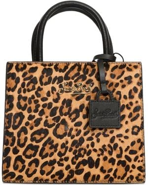 MC2 Saint Barth Leopard Brushed Leather Shop Bag Mini - Brown