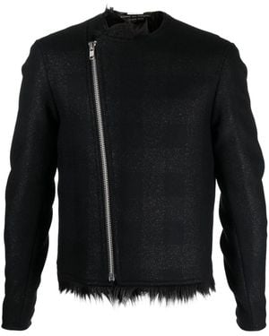 Comme des Garçons Checked Metallic-Effect Biker Jacket - Black