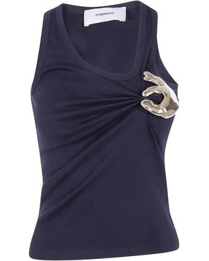 Coperni Top With Brooch "Emoji" - Blue