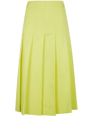 DR. HOPE Pleated Cotton Twill Skirt - Yellow
