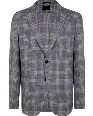 ZEGNA Check-Pattern Blazer - Grey