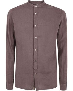 Tintoria Mattei 954 Linen Shirt With A Mandarin Collar - Brown