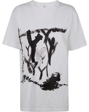Y's Yohji Yamamoto Round Neck Half Sleeve T-Shirt - White