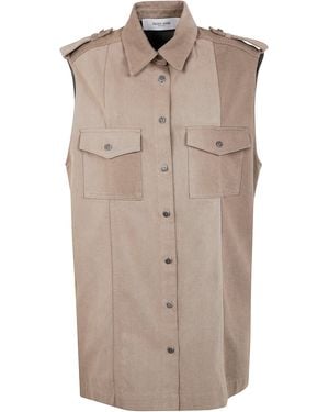 Golden Goose "Journey W's" Osanne Shirt Dress Sleeveless Cotton Denim - Natural
