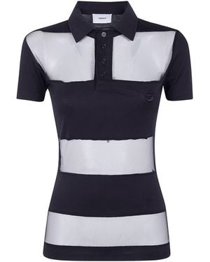 Coperni "Striped Sheer" Polo Top - Black