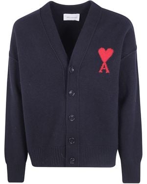 Ami Paris Sweater V Neck "Quota Ami De Coeur" - Blue