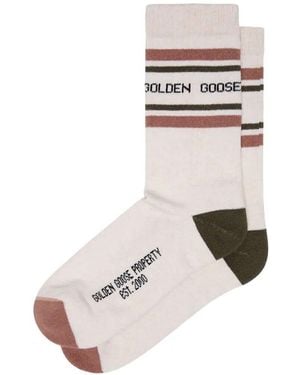 Golden Goose Socks Bi-colour Stripes "Heritage" - White