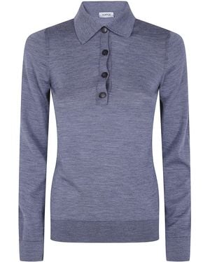 Mrz Jumper Wool 100% Virgin Wool "Long Sleeves Polo Neck" - Blue