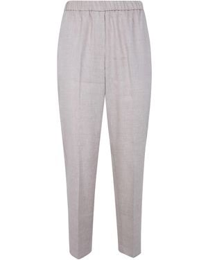 Peserico Linen Wool Blend Natural Stretch "Estrato" Trousers - Grey