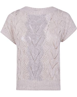 D.exterior D. Exterior Braids Linen Crystals Boat Neck Jumper - Grey