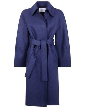 Harris Wharf London Puff Sleeves Coat Pressed Wool - Blue