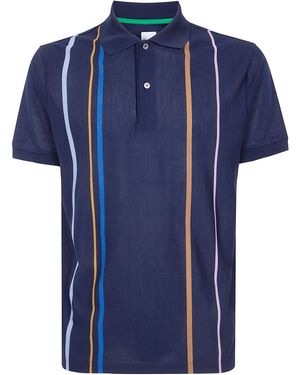 Paul Smith "Split" Stripe Polo - Blue