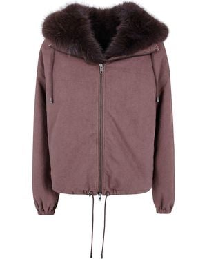 DR. HOPE Jacket Canvas And Fur "Soleil" - Brown