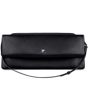 Courreges Leather Flap Purse - Black