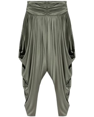 Balmain Pleated Fluid Jersey Shiny Pants - Gray