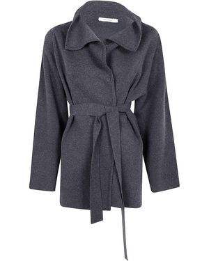 Max Mara Pure "Rea" Cardigan Seta Con Cintura - Nero