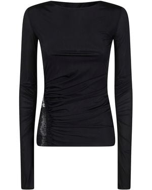 Blumarine Jersey Top With Lace - Black