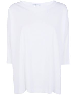 T C ZERO T-Shirt Manica Lunga "Oversized Boat Neck" - White