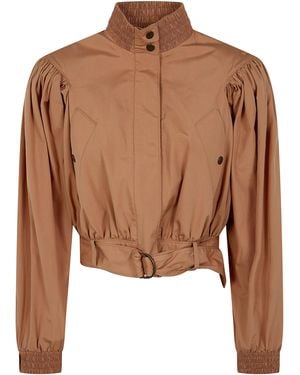 Chloé Cropped Bomber Jacket - Brown