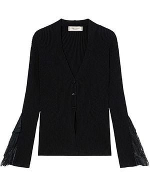 Blumarine Knitted Insert Lace Cardigan - Black